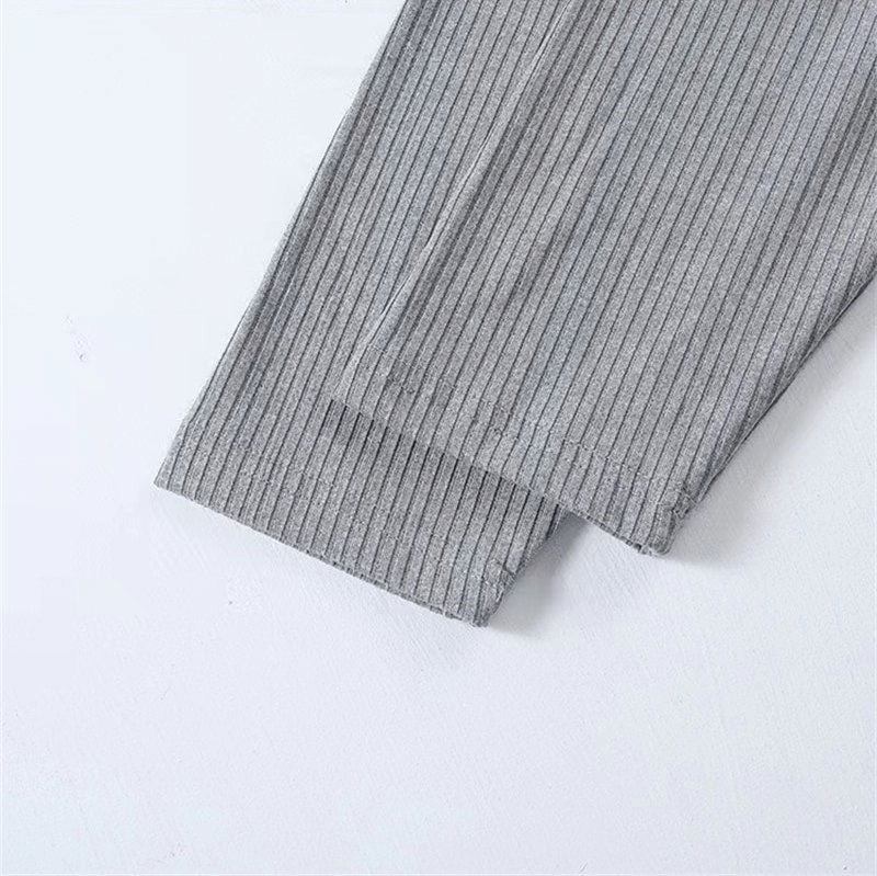 Close-up of gray striped long sleeve for men's quick dry gym t-shirt, SF1113, showing fabric texture and detail.